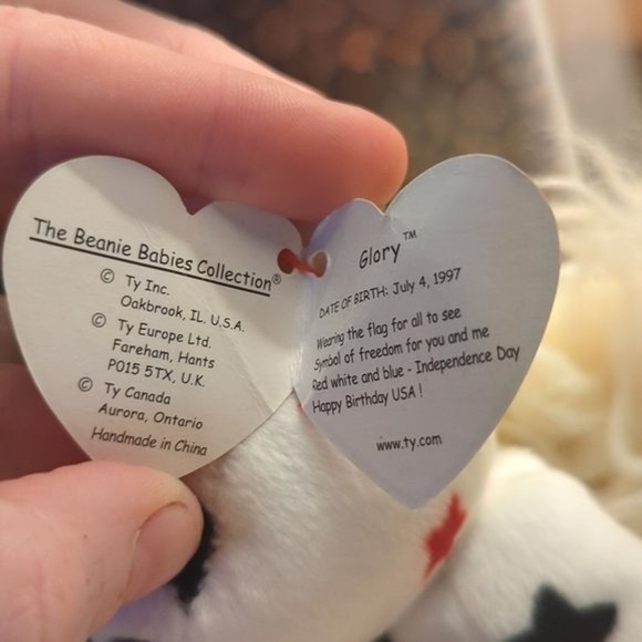 TY GLORY Beanie Baby - RARE - 1997 Hang Tag 1998 Tush Tag Americana Bear - Picture 4 of 9